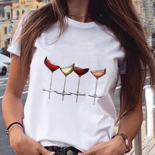 Women Graphic Wine Ladies Funny Cartoon 90s Clothing Summer Spring Casual Fashion Print Female Clothes Tops Tees Tshirt T-Shirt