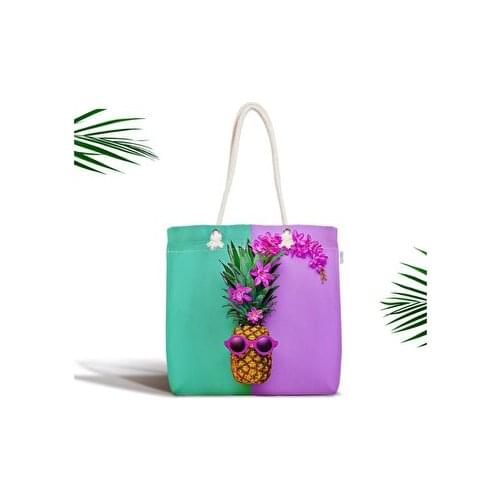 Realhomes Gift Decorative Accessories Fashion Style Modern Summer Holiday Sea Beach Bag Pineapple Print Lady Handbag