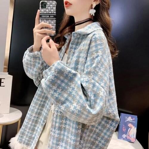 Bella New Korean Loose Casual Thick Warm Shirt Jacket Women 2021 Autumn All-match Pocket Turn Down Collar Long Sleeve Streetwear