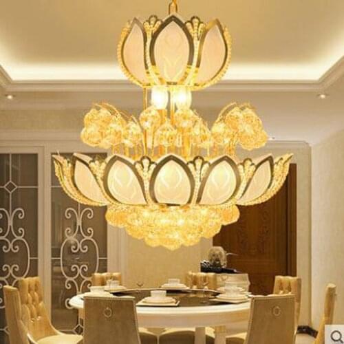 Golden LED crystal lamps dining room chandeliers modern minimalist living room creative dining room lighting lamps led lighting