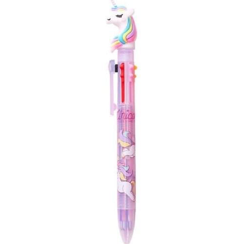 1pc Kawaii Unicorn Pen Cute Girl Heart Multicolor Ballpoint Creative 6 Color Refill Hand Pen Stationery Office School Supplies