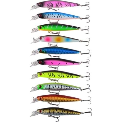 10Pcs/set Swim bait Fishing Equipment Outdoor 10cm/9.4g 6# With Sharp Hook ABS Plastic Hard Bait 3D Eyes Fishing Lures