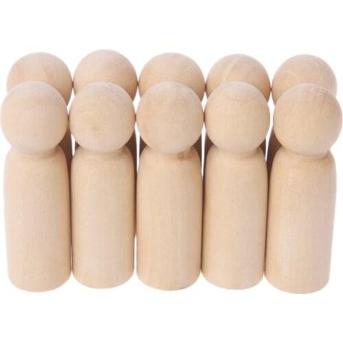 10Pcs Unfinished Wood Boy Peg Toy Natural Wooden DIY Crafts Dolls Decoration New