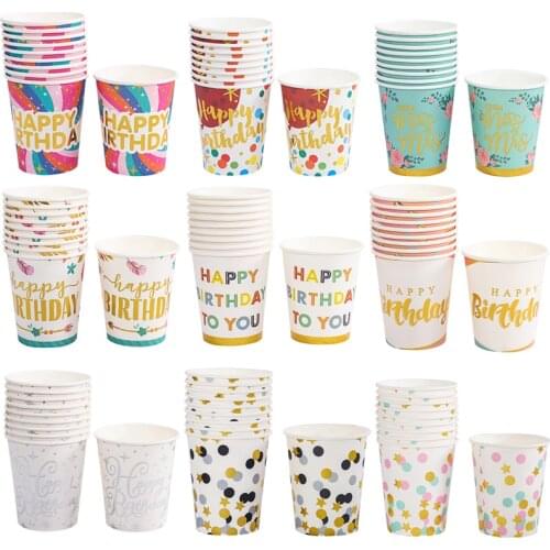 10pcs/lot Party Disposable Paper Cups Juice Cup DIY Decoration Baby Shower Kids Birthday Wedding Picnic Tableware Supply