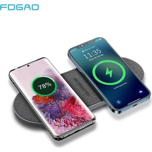 2 in 1 30W Dual Qi Wireless Charger Dock for Samsung S21 S20 S10 Double Fast Charging Pad For IPhone 12 11 XS XR X 8 Airpods Pro