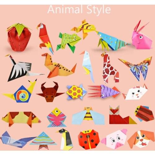 54 PCS Handmade Kindergarten Arts and Crafts Toys Children Origami Paper Book for Animal Pattern 3D Puzzle DIY Folding Toy