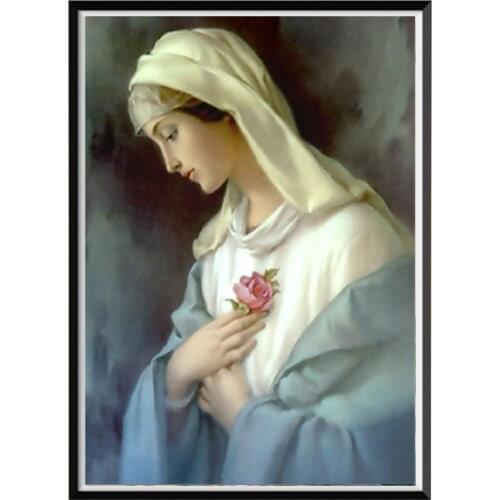 5D Character Religious Round Diamond Painting Mother Son Sticker Handmade Diamond Embroidery Mosaic Home Decoration