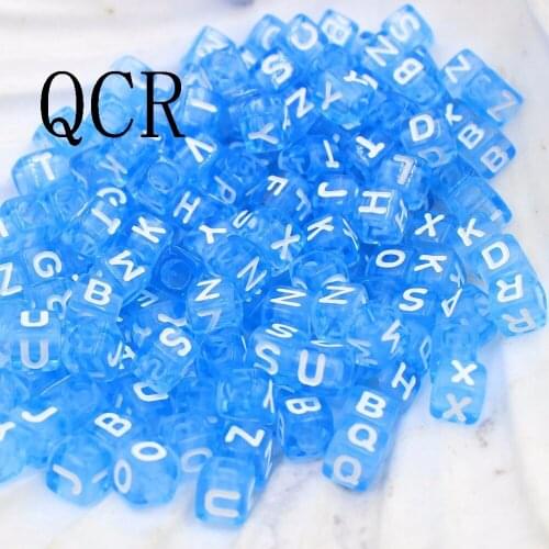 6mm 1000pcs Pink/Blue Acrylic Alphabet "A-Z" Square Letter Beads DIY Loom Refills Cube Pendants Accessories Charm Bracelets