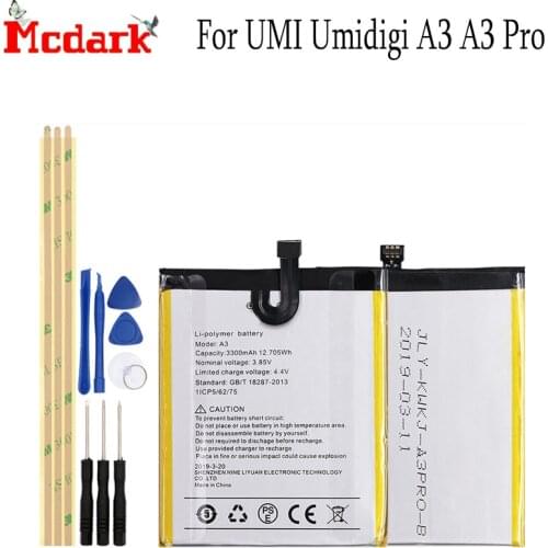 For UMI Umidigi A3 A3 Pro Battery Replacement High Quality 3300mAh Back Up Bateria For UMI Umidigi A3 A3 Pro Smart Phone+Tools