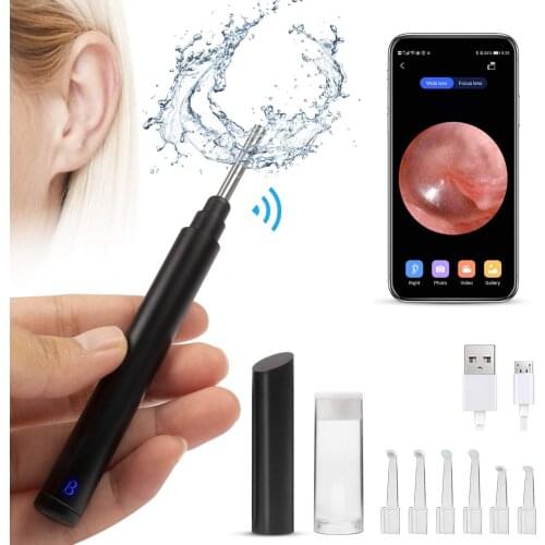 Wireless Otoscope Rechargeable 720p Ear Cleaning Endoscope Camera 3.5mm Smart Visual Ear Inspect Cameras for Iphone and Android