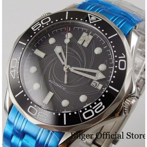 BLIGER Brand Dress Men Watch 21 Jewels 8215 Automatic Wristwatch Mental Bracelet Luminous Hand Date Sapphire Crystal