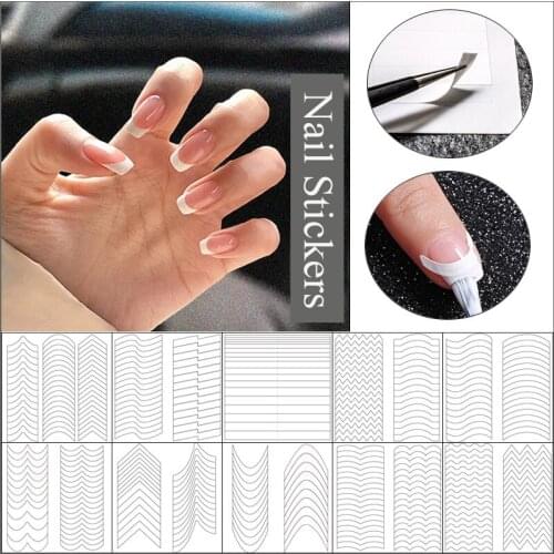 French Manicure White Nail Stickers Nail Art Tips Guides Stickers Diy Nail Art Decals Form Fringe Women Beauty Tools