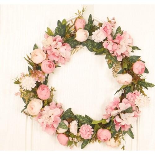Home Artificial Flower Rose Wreath Decoration 40cm Hanging Garlands For Front Door Window Wedding Halloween Festival Decor