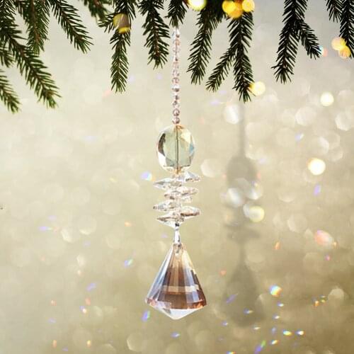 Crystal Pendant Prism Colorful Beads Hanging Prism Pendant Craft Chain Hanging Window Ornament Home Garden Decoration
