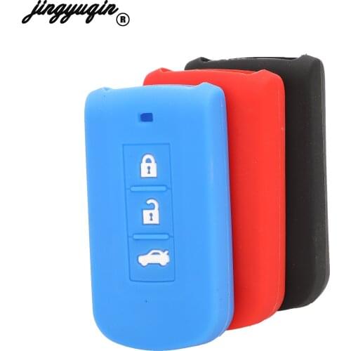 Jingyuqin 30x silicone car key case cover set fob for MITSUBISHI OUTLANDER Lancer EX ASX colt Grandis L200 3 Button Remote key