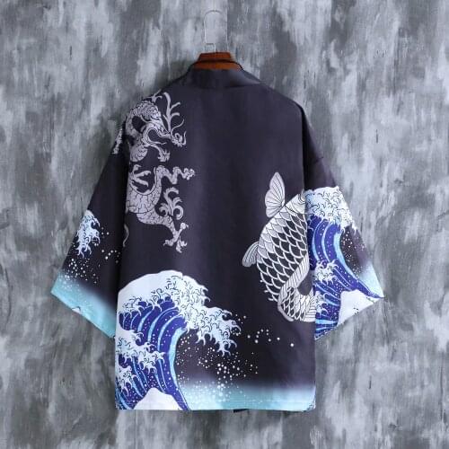 Yukata Haori Men Japanese Kimono Cardigan Men Samurai Costume Clothing Kimono Jacket Mens Kimono Shirt Yukata Haori