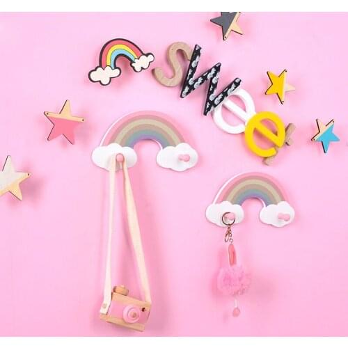 Lovely Swan Hanging Storage Holders Creative Kids Room DIY Decoration Rainbow Cloud Hooks Clothing Sundries Racks Organizer