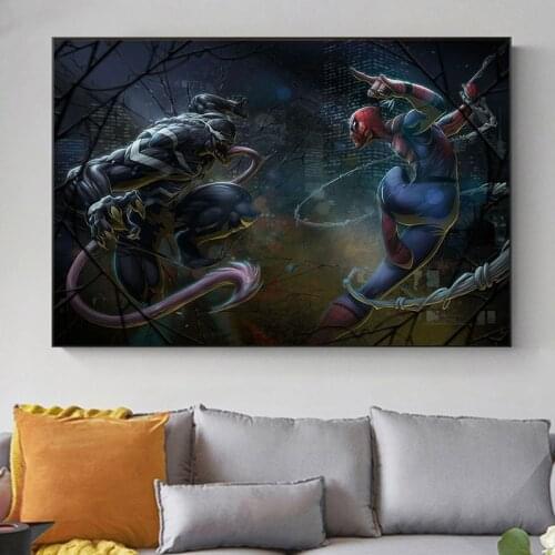 Marvel Avengers Movie Spidey Vs Venom Superhero Poster and Print Canvas Painting Wall Art Picture for Living Room Home Decor