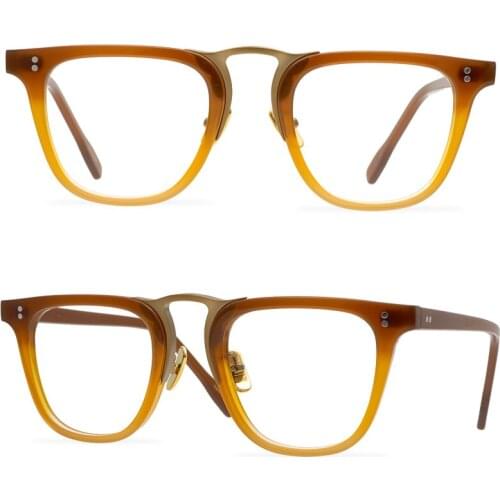 Fashion Retro Acetate Large Frame Flat Glasses Business Full Frame Glasses