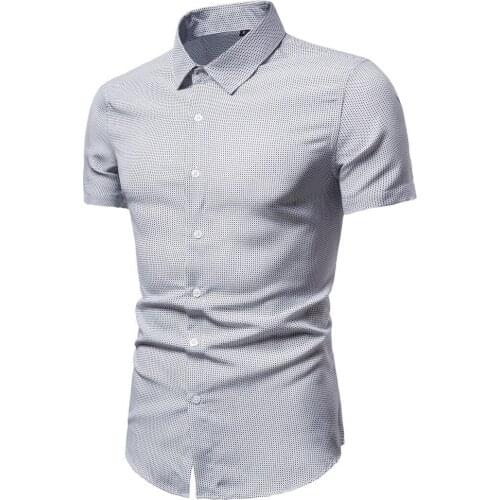 New large size short sleeve shirt with polka dot printing for men