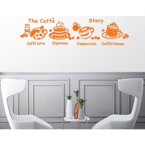 Coffee Shop Sticker Bean Milk tea Decal Cafe Cup Vinyl Art Wall Decals Decor Mural Decoration Break Coffee Glass Decals CA1008