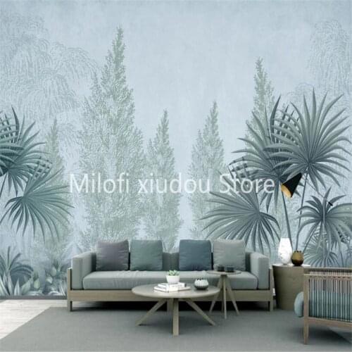 Milofi custom 3D wallpaper mural hand-painted Nordic rainforest plants living room bedroom background wall decorative painting