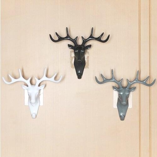 Deer Head wall hook Animal Self Adhesive Clothing Display Racks Hook Coat Hanger Cap Room Decor Show Wall Bag Keys Sticky