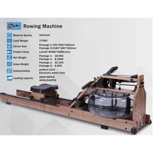 Customizable Log Bluetooth Foldable Rowing Machine Home Smart Wood Water Rowing Machine Aerobic Exercise Fitness Equipment