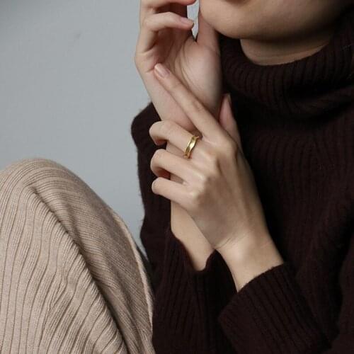 Irregular Minimalist Matte Concave Geometric Adjustable Gold Silver Color Rings For Women Dainty Fashion Jewelry