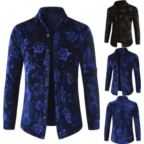 TETE-DL184 Creative 3d flower pattern print high-end long sleeve shirt Autumn 2018 New quality velvet soft comfortable shirt men