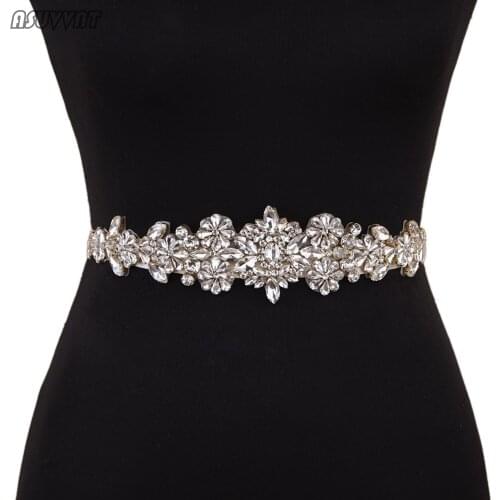 Fashion Women Belt Rhinestone Bridal Belt Thin Crystal Beaded Bridal Belts Women Girl Belt Gift For Party Dress Up Applique Belt