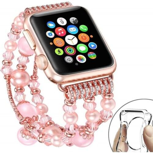 Smart Watch Smart Device Accessories for Apple Watch 1 2 3 4 5 6 Bead Spot Pink Sliver Black Apple Watch Series 5 40mm Strap