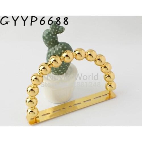 2-10 pieces 10X6cm Luxury K gold finish round beads alloy handle Craft Purse Bag Top Handle,new arrive metal handles for Bag DIY