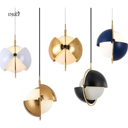 Nordic Danish design gold metal glass ball pendant lights for kitchen bar dining table suspension luminaire home deco led lamp