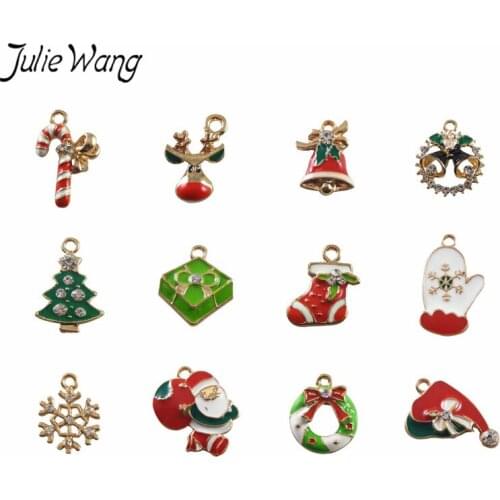 Julie Wang 12PCS Mix Sale Gold Color Shiny Snowflake Cute Colorful Stick Shape Charm Xmas Decoration DIY Holiday Jewelry Present