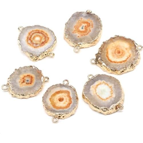 Natural Stone Double hole Connectors Irregular Agate Pendant for jewelry making DIY necklace bracelet accessories 15x20-20x30mm