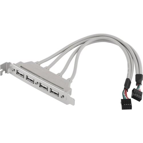 USB Hub PC Motherboard 4-Ports USB2.0 Hub With 9 Pin Header Rear Panel Expansion Bracket Host Adapter Cable