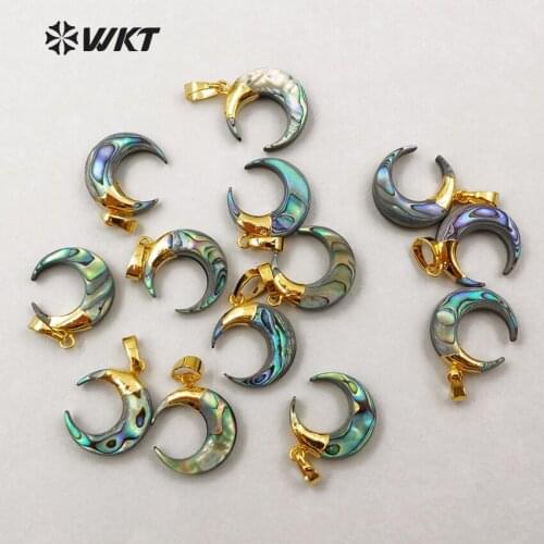 WT-P1131 Wholesale Natural Abalone Shell Horns Pendant Unique Small Crescent Pendant For Women Jewelry 20mm