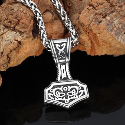 Norse Viking Stainless steel Knot Thor hammer Mjolnir Viking Amulet Hammer Scandinavian Pendant Norse Jewelry