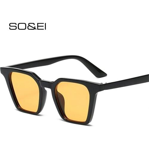 SO&EI Retro Square Candy Color Women Sunglasses Fashion Blue Green Shades UV400 Men Cat Eye Sun Glasses Leopard Gradient Eyewear