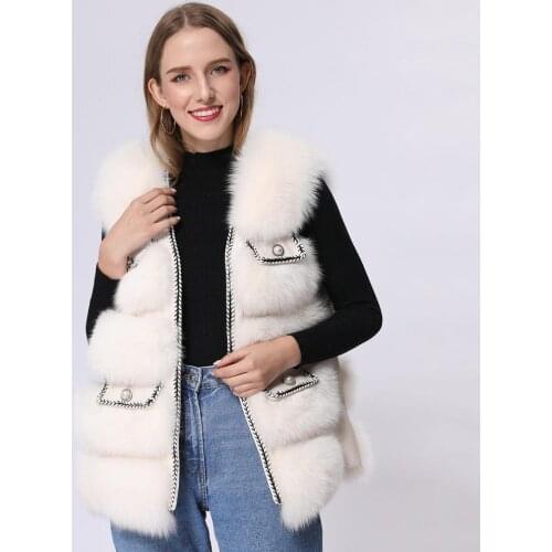Janefur Real Fur Vest Winter Fluffy Women Elegant Genuine Fox Fur Gilet New Fashion Sleeveless Coat Natural Ladies Waistcoat