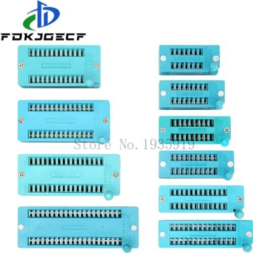 1pcs/lot 14 16 18 20 24 28 32 40 P Pin 2.54 MM Green DIP Universal ZIF IC Socket Test Solder Type IC lock seat zif socket