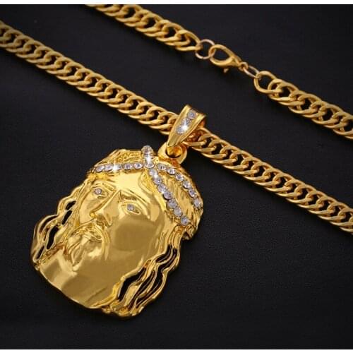 2021 Cross-border Supply Large Fashion Hip Hop Jesus Necklace Mens Gold Necklace Party Jewelry Accessories Wholesale New