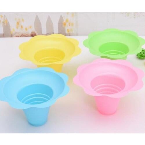 1000psc/lot disposable plastic ice cream Parfait sundae cup Flower shape cups Bowls 250ML Event Party Wedding