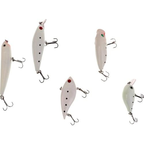 5pcs Night Fishing Hard Lures Luminous Minnow Crankbaits Fishing Lure Set