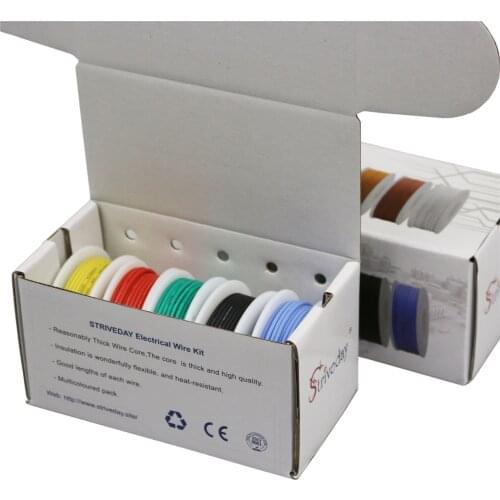 50 m / box 164 ft 28 AWG flexible silicone wire 5 color mixing box 1 / box 2 tinned copper wire electronic stranding wire DIY