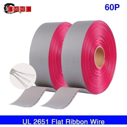 76 meters PVC material Tinned copper 1.27 mm UL2651 Grey Flexible Flat Cable 60Pin 28 AWG Grey for 2.54 IDC Connector