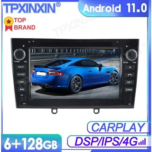 6+128GB Android 11 For Peugeot 408 2007 -2010 Car Multimedia Player GPS Navi Audio Stereo Screen DVD Head Unit Tape Recorder