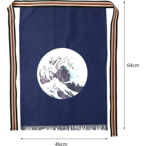 Free Shipping Women Men Japanese Carp Chef/Cook Waist Aprons Sushi Restaurant Bar Cook Uniform, Gold Fish 64cm