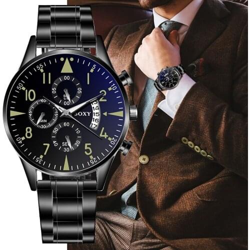 2020 design metal mens watch quartz luminous watch classic calendar mens clock stainless steel business watch Relogio Masculin